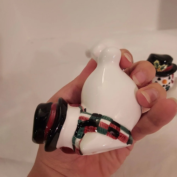 Fitz and Floyd Essentials Set of Three Christmas Tumbling Snowman Figurines - Picture 3 of 11